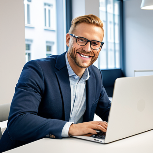 Home 2 정보기기운용 자격증으로 경력을 확장한 성공 이야기 - Confident IT Professional**
"A professional IT specialist, smiling confidently while working on a l...